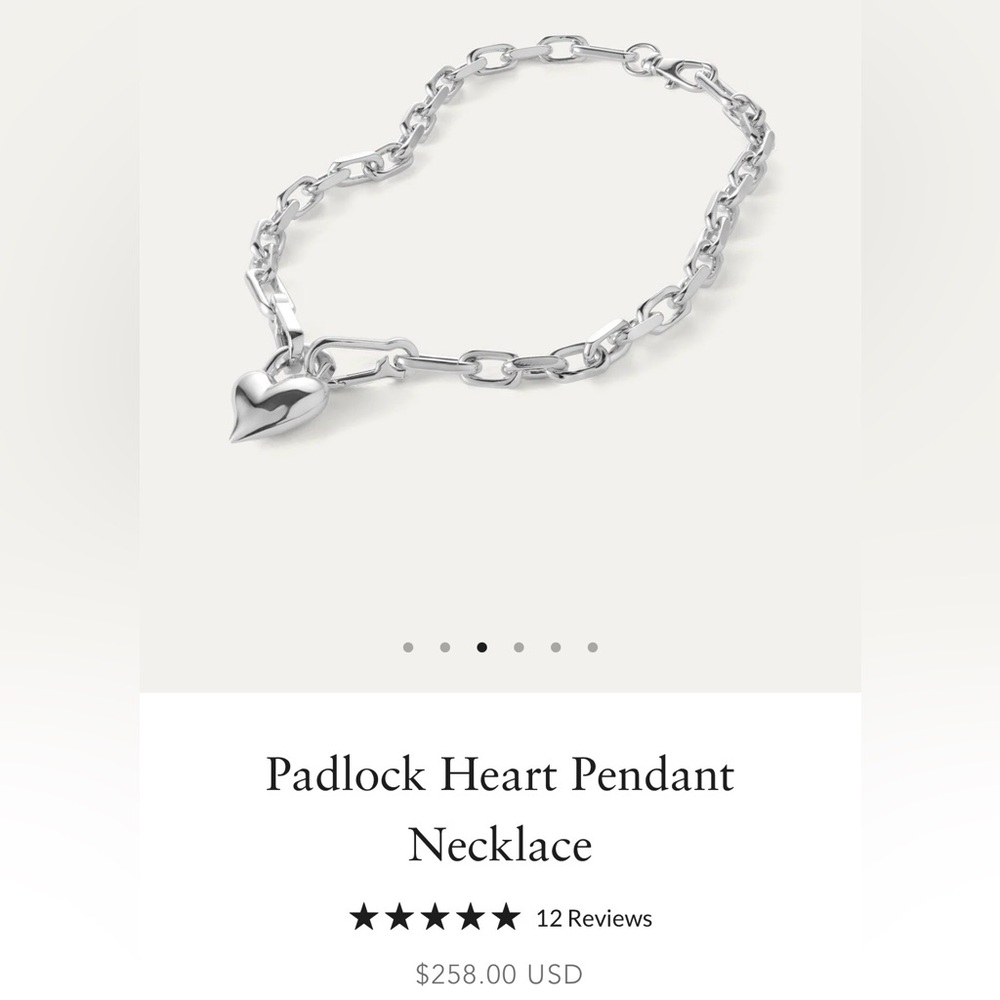 Jenny Bird Padlock Heart Pendant Link Necklace, Silver - Picture 4 of 15